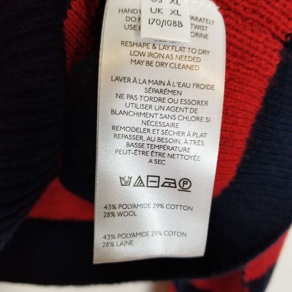 Free People Women Into the Blue Sweater Sz XL Red Blue Boxy Boho Wool Blend - Picture 11 of 11